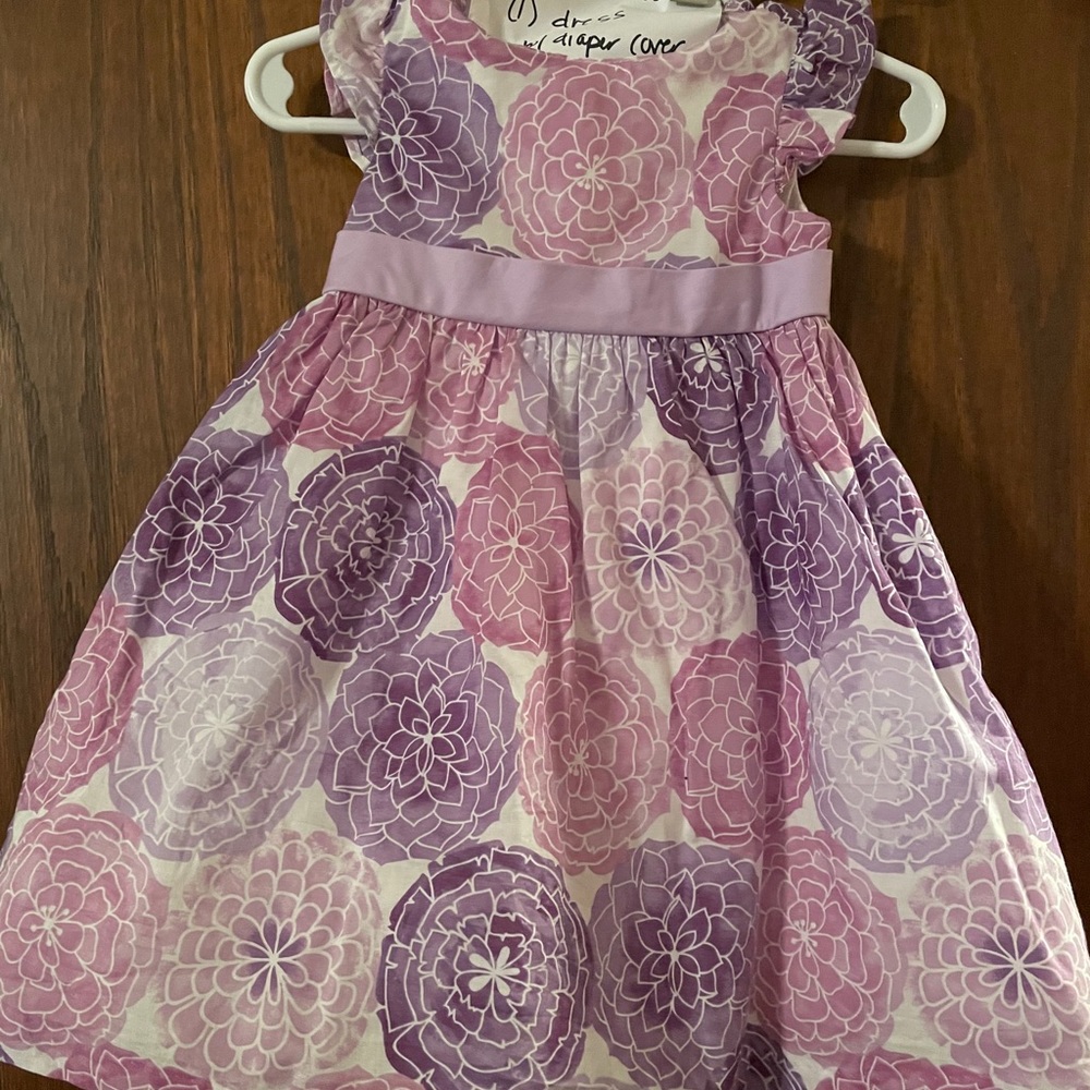 6-12mo Girls Dress Purple & white peony 🌸
